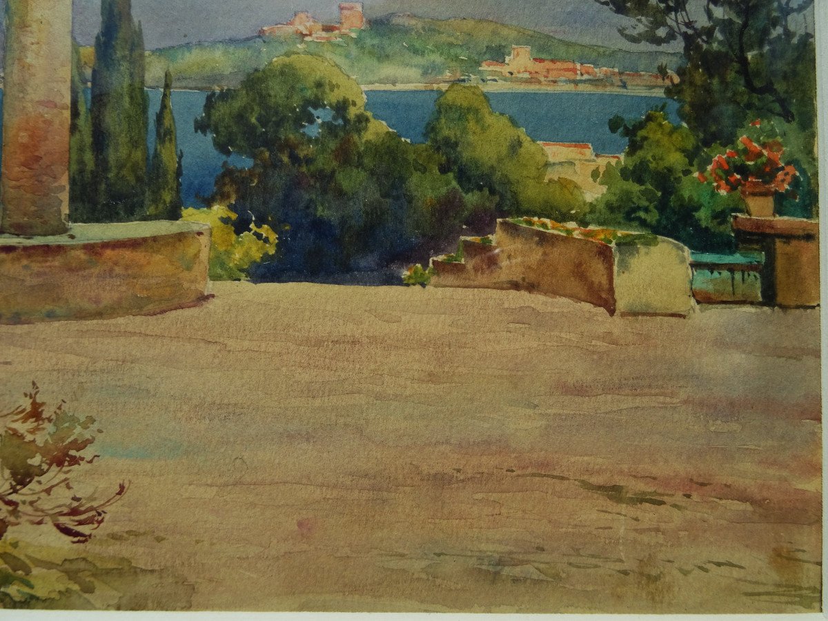 Ernest Louis Lessieux (1874-1938) "pergola On The Riviera, Roquebrune? "charentaise School, î-photo-2