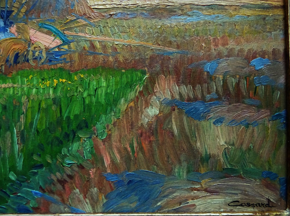 Adolphe Cossard (1880-1952) "Fin de moisson aux Rotoirs, Eure " Peintre Corse, Maurice Dufrène, Van Gogh, Normandie-photo-3