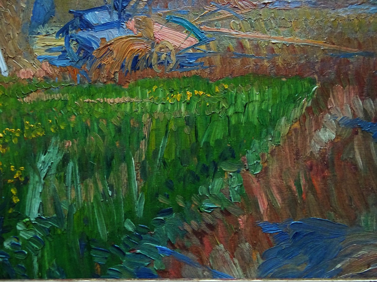Adolphe Cossard (1880-1952) "Fin de moisson aux Rotoirs, Eure " Peintre Corse, Maurice Dufrène, Van Gogh, Normandie-photo-4