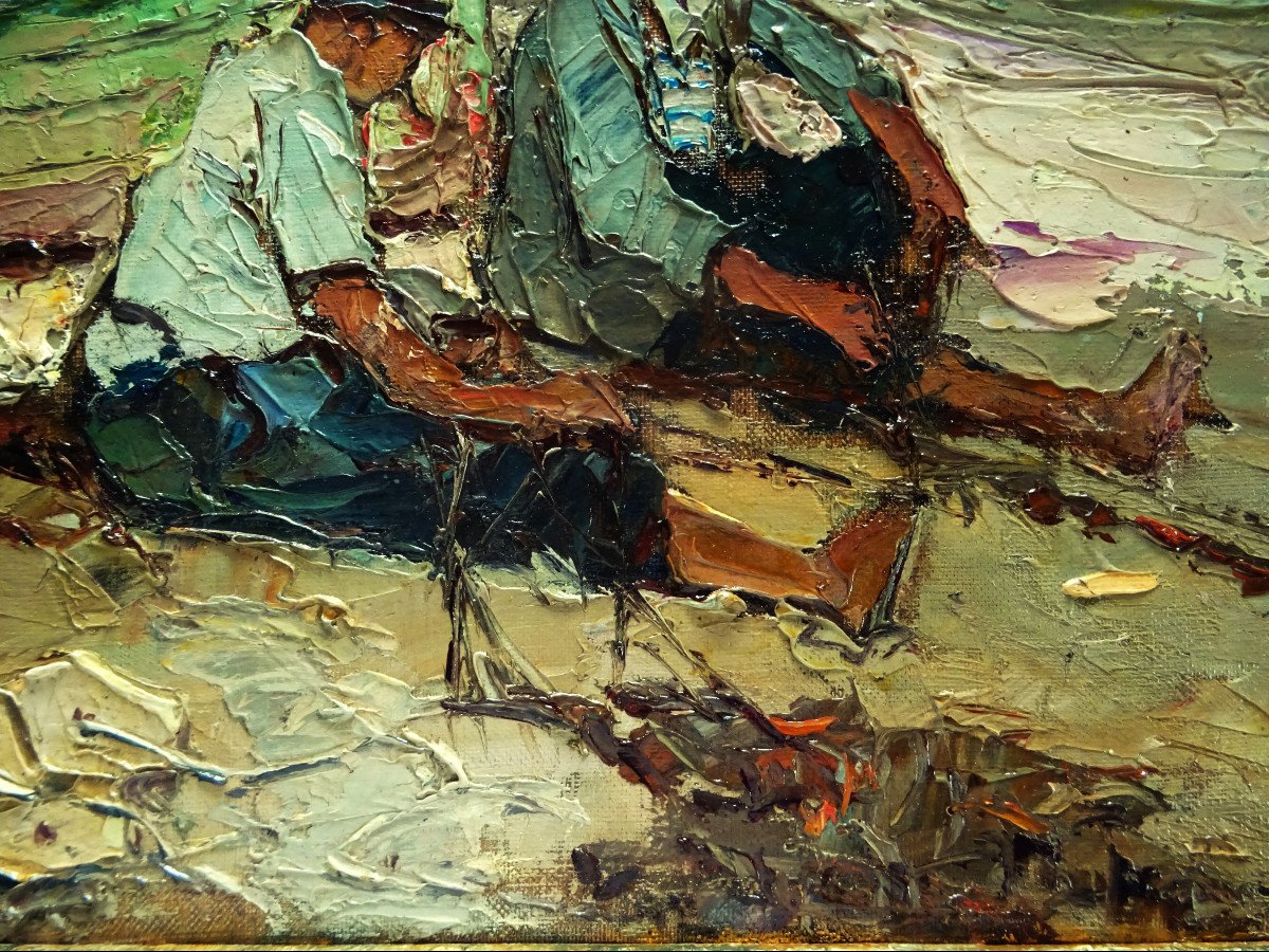 Louis Bonamici (1878-1966) "sailors Ravauding Their Net, Martigues" Provencal School, Pastour-photo-4
