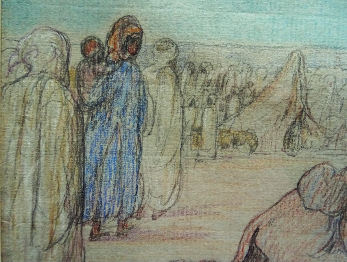  Léon Detroy (1859-1955) "Place du marché à Kairouan, Tunisie 1913/19 " Ecole de Crozant, Orientaliste, Guillaumin, Creuse...-photo-3