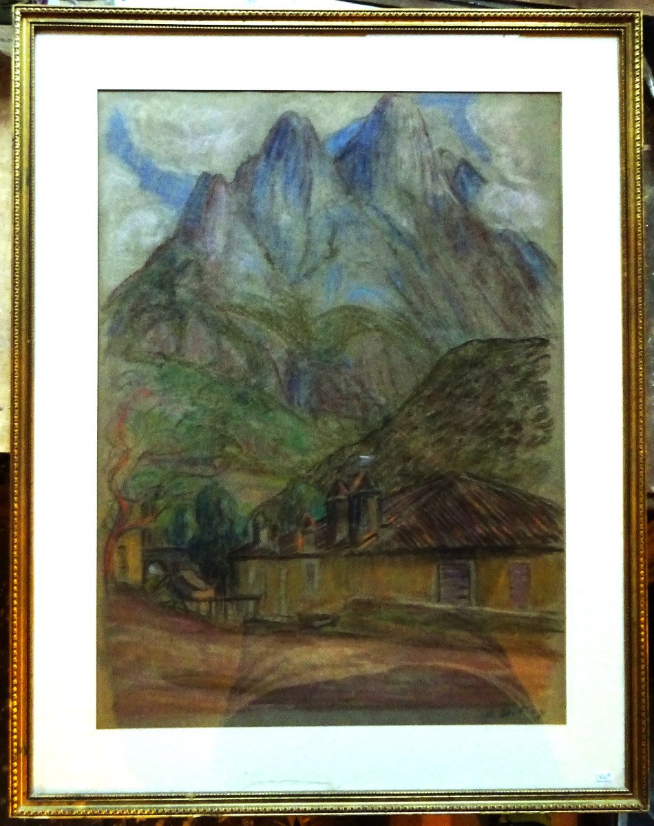  Léon Detroy (1859-1955) " Paysage De Montagnes, Alpes Maritimes " Ecole De Crozant, Agay, -photo-2