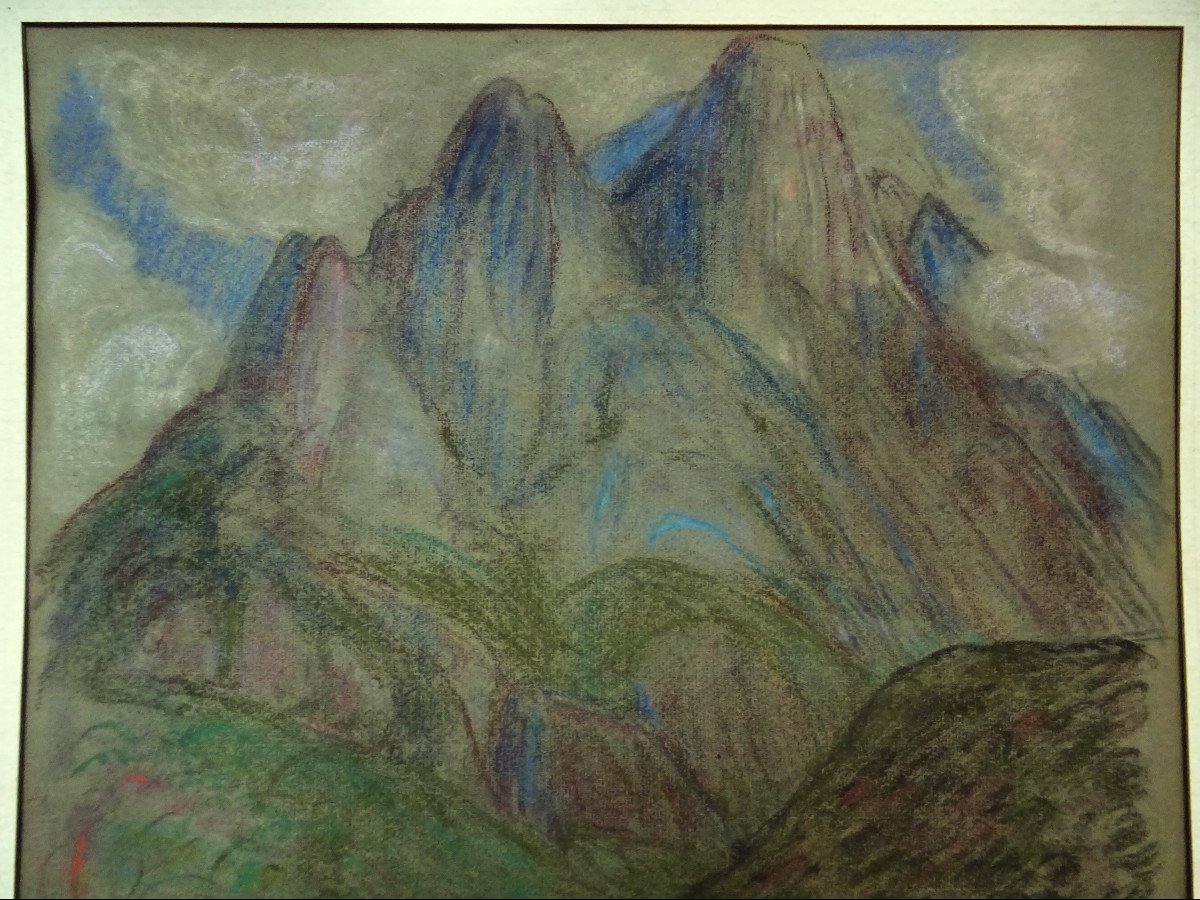 Léon Detroy (1859-1955) " Paysage de montagnes, Alpes Maritimes ou Italie " Ecole de Crozant, Agay, Guillaumin, Menton, Gargilesse-photo-3