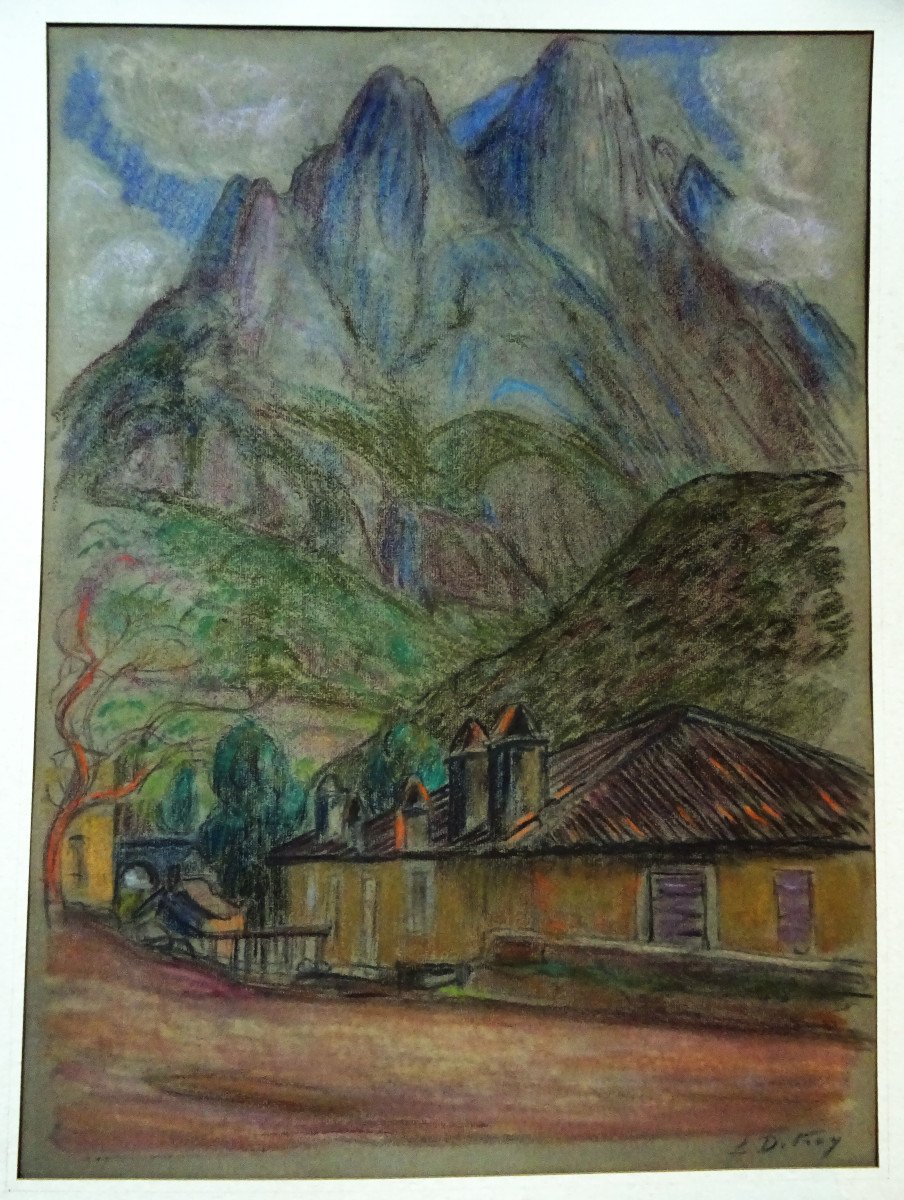 Léon Detroy (1859-1955) " Paysage de montagnes, Alpes Maritimes ou Italie " Ecole de Crozant, Agay, Guillaumin, Menton, Gargilesse