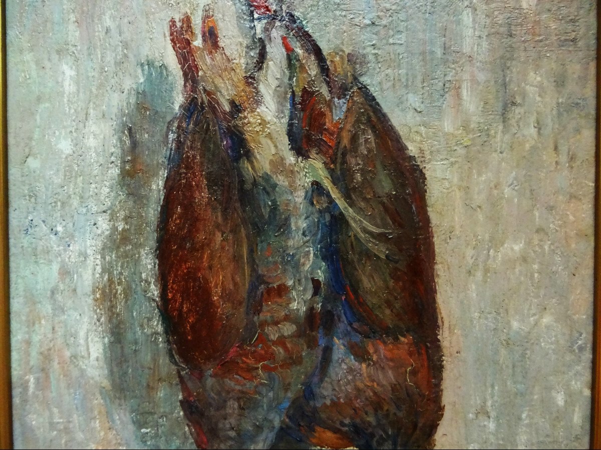 Eugène Alluaud (1866-1947) "still Life With Gray And Red Partridges C. 1910" Crozan School-photo-4