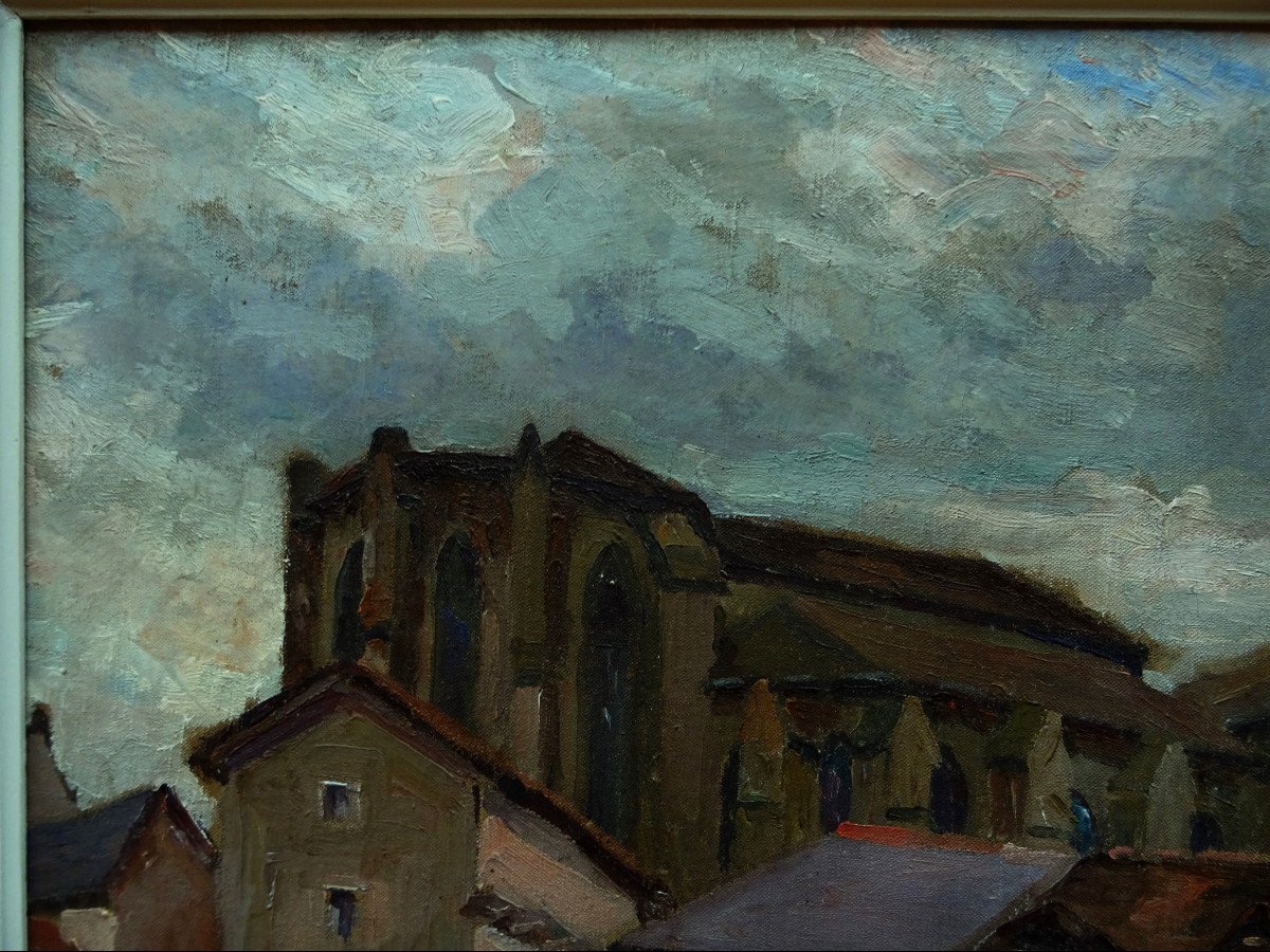 Albert Joseph (1868-1952) "view Of Eymoutiers, Haute-vienne V. 1920" School Of Crozant, Limousin, -photo-3