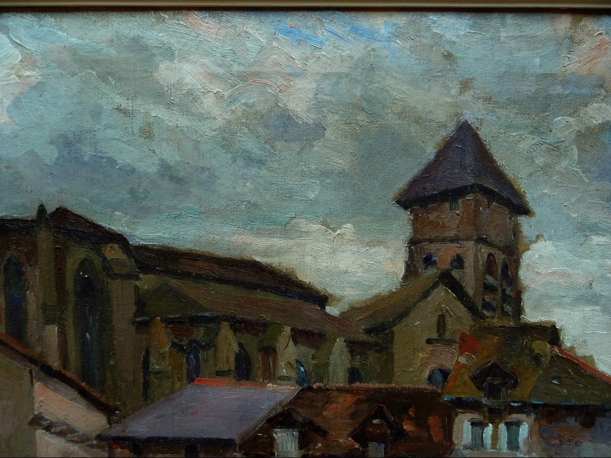 Albert Joseph (1868-1952) "view Of Eymoutiers, Haute-vienne V. 1920" School Of Crozant, Limousin, -photo-4
