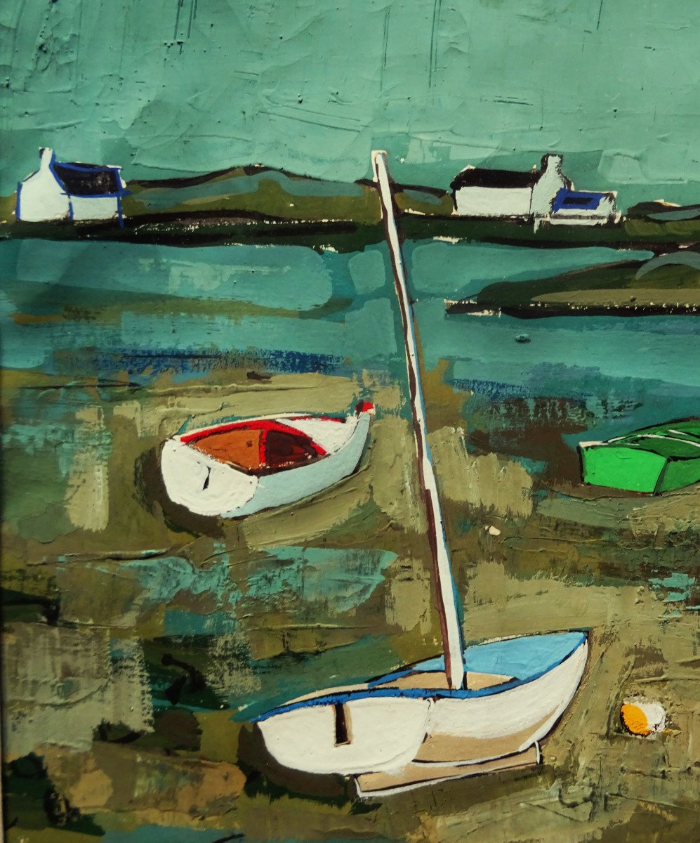 Jean-claude Quilici (born In 1941) “boats On The Strike” School Of Marseille, Corsica, Ambrogia-photo-4