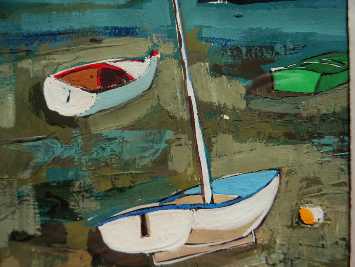 Jean-claude Quilici (born In 1941) “boats On The Strike” School Of Marseille, Corsica, Ambrogia-photo-2