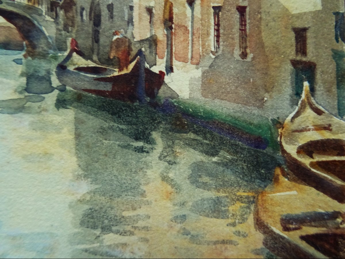  William Alister Macdonald (1861-1956) " Vue de Venise 1909 " Peintre Anglais, U.K. Tahiti, London, Royaume Uni, Orientaliste-photo-6