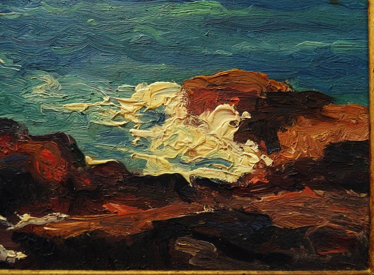 Charles Menneret (1876-1946) " Côte bretonne, Bréhat ? " Peintre breton, Loquivy, Paimpol, Madeline, Sabbagh-photo-1