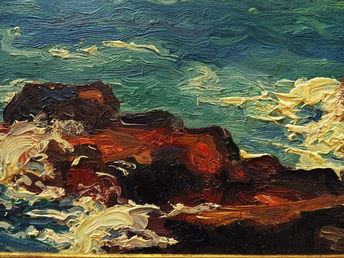 Charles Menneret (1876-1946) " Côte bretonne, Bréhat ? " Peintre breton, Loquivy, Paimpol, Madeline, Sabbagh-photo-2