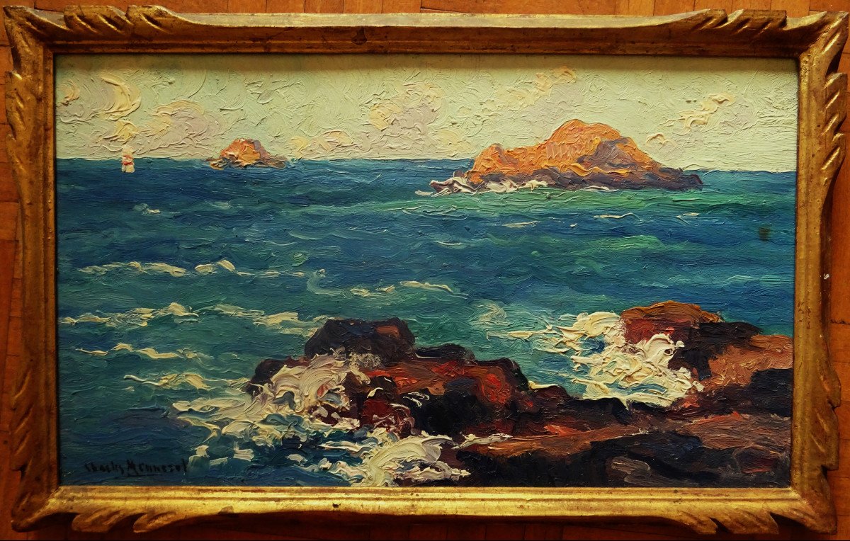 Charles Menneret (1876-1946) " Côte bretonne, Bréhat ? " Peintre breton, Loquivy, Paimpol, Madeline, Sabbagh