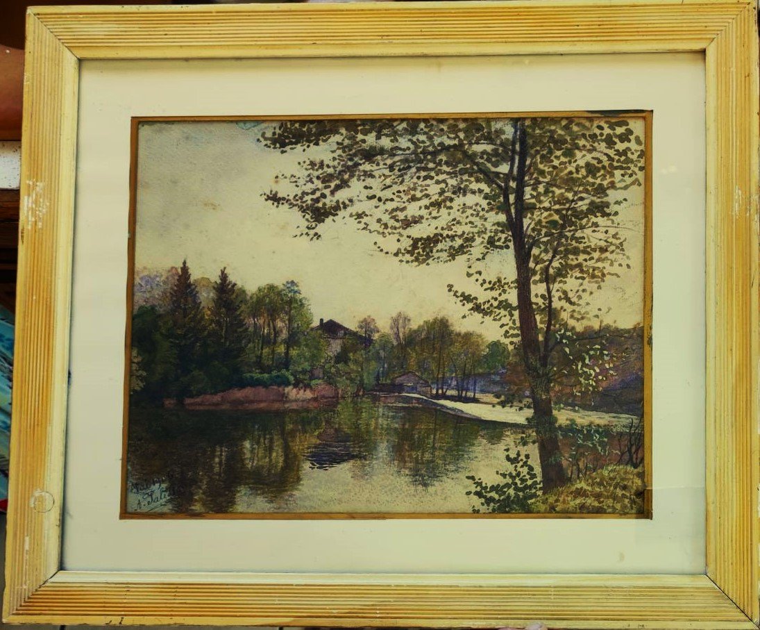 Adrien Palisson (1841-?) "bord De Vienne 1906, Limoges, Condat..." Limousin Painter, Musée L-photo-2