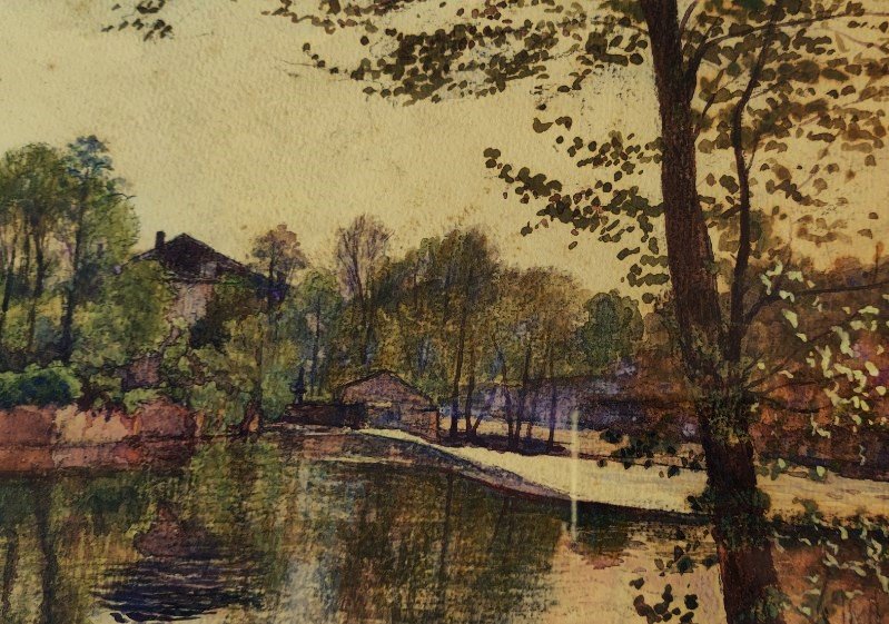Adrien Palisson (1841-?) "bord De Vienne 1906, Limoges, Condat..." Limousin Painter, Musée L-photo-3