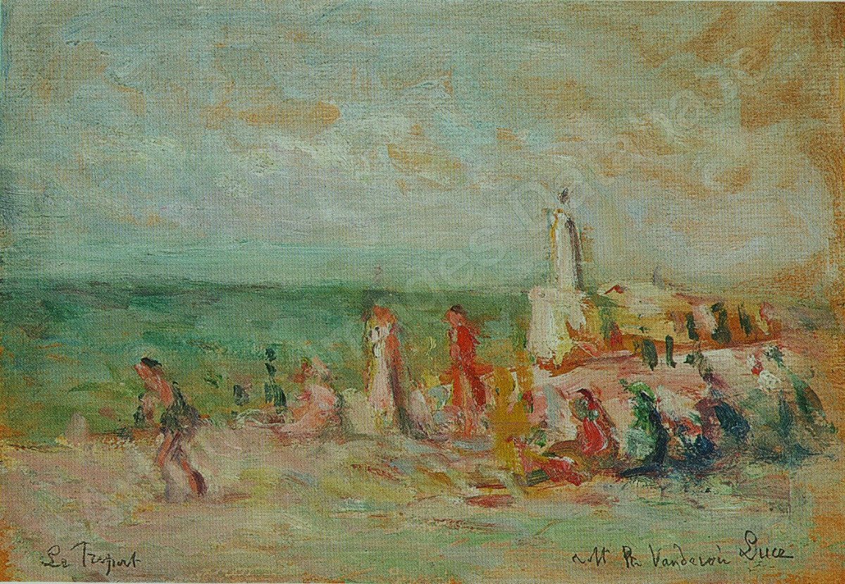 French School Or Attributed To Maximilien Luce (1858-1941)? “ Lively Beach At Tréport “. Hayet.-photo-7