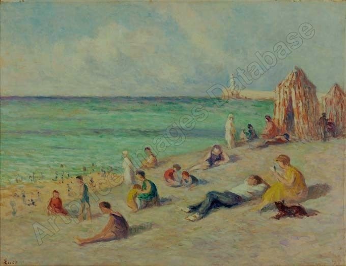 French School Or Attributed To Maximilien Luce (1858-1941)? “ Lively Beach At Tréport “. Hayet.-photo-8
