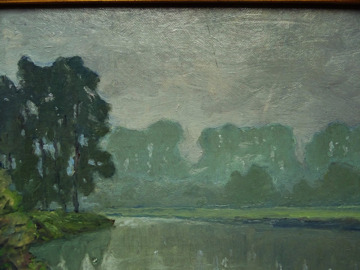 Achille Bron (1867-1949) Brume sur l'étang ~1940. Ecole Charentaise, Crozant, Madeline Limousin-photo-4