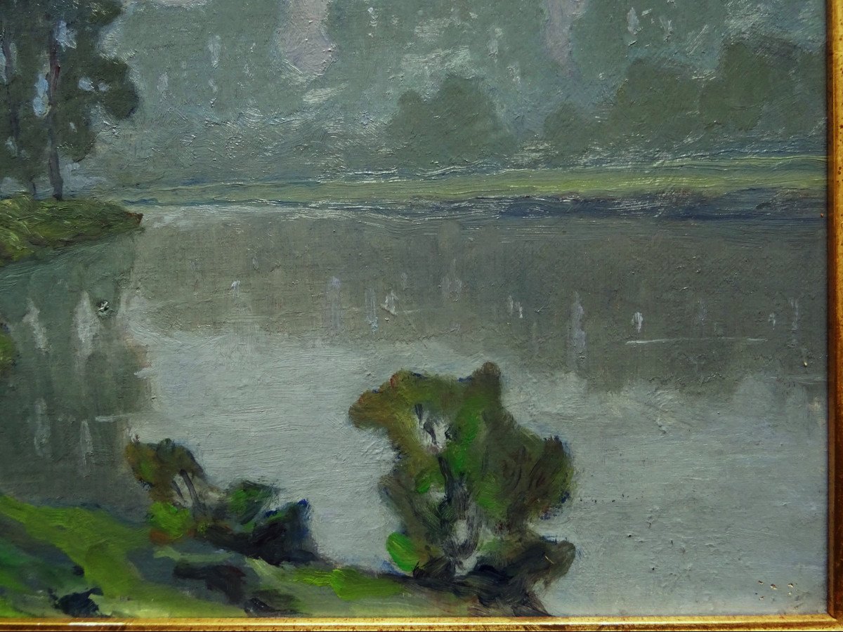 Achille Bron (1867-1949) Mist On The Pond ~1940. Charentaise School, Crozant, Madeline Limousin-photo-2