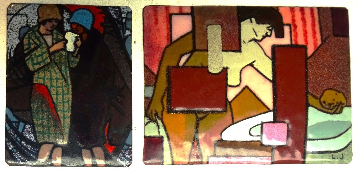Léon Jouhaud (1874-1950) 2 Limoges Enamels 1925 And 1930. Cubism, Rouard, Bichet, Goulden