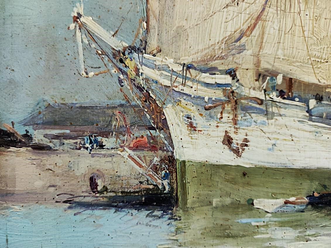 Jacques Camoreyt (1871-1963) "boats In Port 1892" Bordeaux, Marseille, Navy, Old Rigging-photo-2