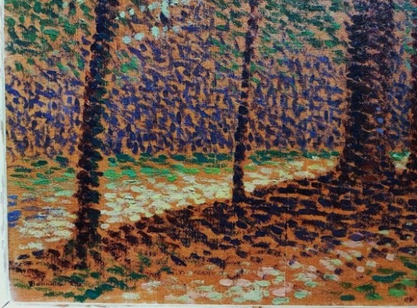 Ernest L. Bonnotte (1873-1954) Dotted Undergrowth. Pointillism Burgundy, Dubois-pillet Hayet-photo-1