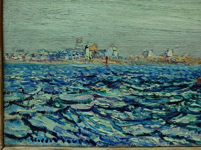 Pierre Fleury (1900-1985) Roche De Gouvan, Sein Island, Brittany. Marine Painter, Aix Island-photo-2