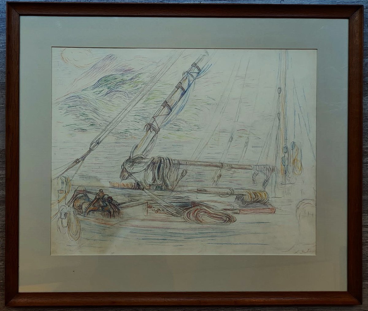  Léon Detroy (1859-1955) Mâts cordages de bâteaux Menton 1905. Ecole Crozant, Gargilesse Signac