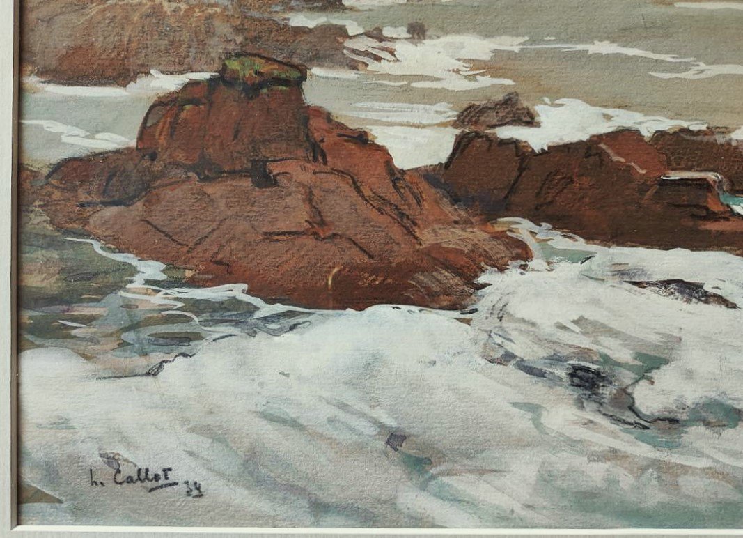 Henri Callot (1875-1956) Wild Coast, Ile d'Yeu 1934. Painter Of The Navy, Rigaud, Mestrallet-photo-2