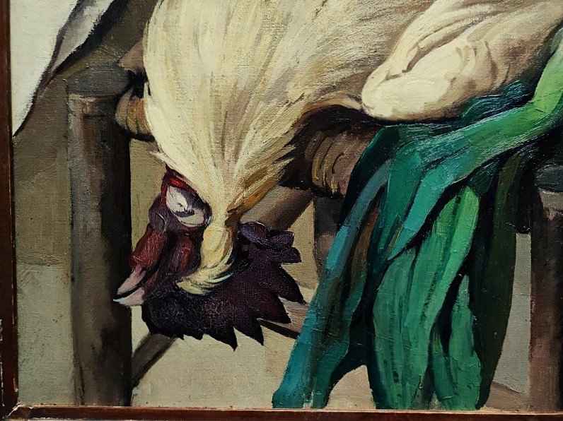 Edouard Debourg  (1880-1939) Le coq blanc 1936. Ecole de Crozant et Gargilesse, Osterlind Coucy-photo-3