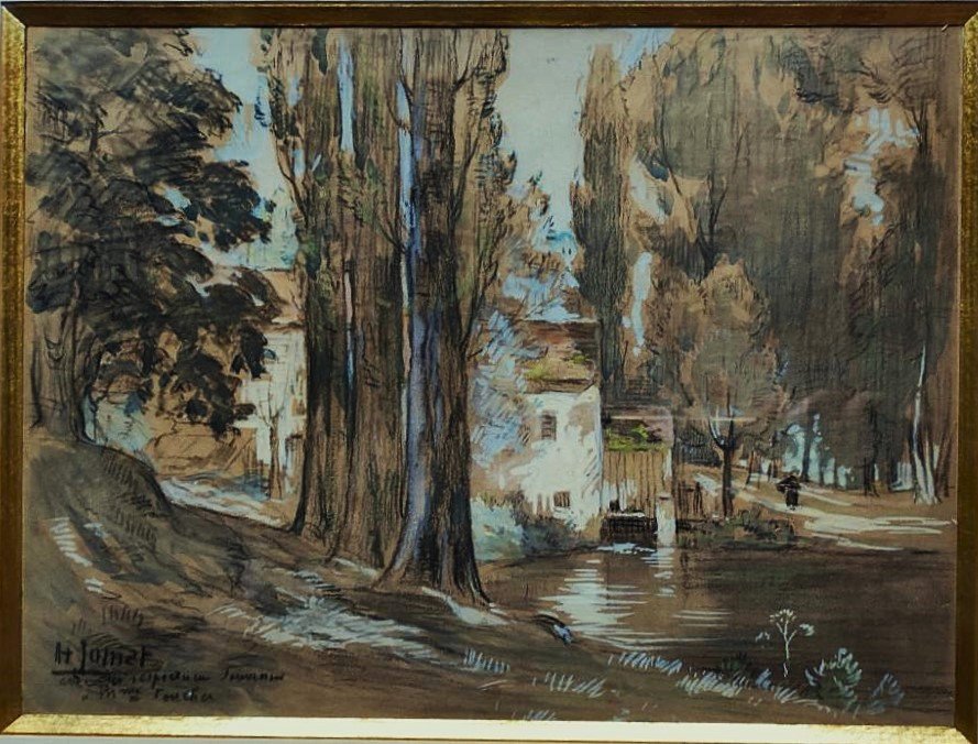 Henri Jamet (1858-1940) Pont et moulin en Creuse ou Berry. Ecole de Crozant, Gargilesse, Detroy-photo-2