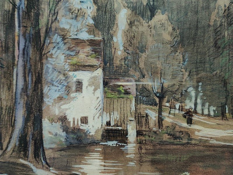 Henri Jamet (1858-1940) Pont et moulin en Creuse ou Berry. Ecole de Crozant, Gargilesse, Detroy-photo-4