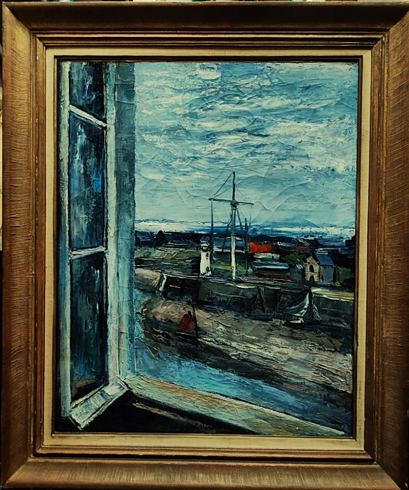 Anders Osterlind (1887-1960) Port Of Honfleur Through The Window 1926. Crozant, Vlaminck, Kickert-photo-2
