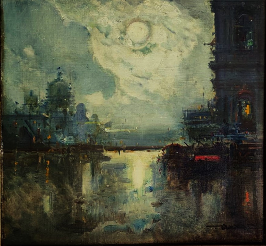 Henri Duvieux (1855-1920) "night Over Venice" Orientalist Painter 19th Century. Istanbul. Ziem, Guardi-photo-3