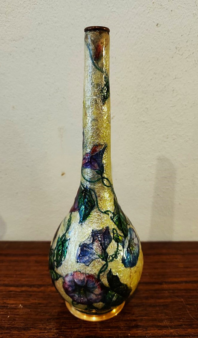 Camille Fauré + Jules Sarlandie.   3 vases en émail de Limoges v.1910/1930. Marty, Bonnaud-photo-4