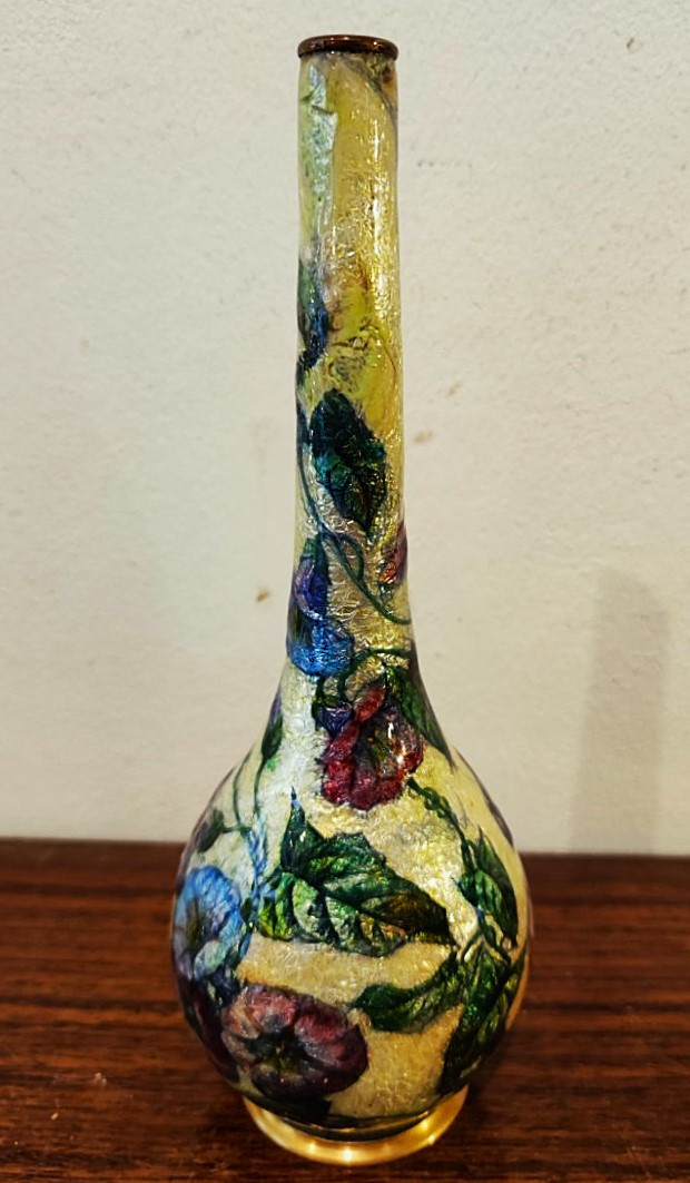 Camille Fauré + Jules Sarlandie.   3 vases en émail de Limoges v.1910/1930. Marty, Bonnaud-photo-6