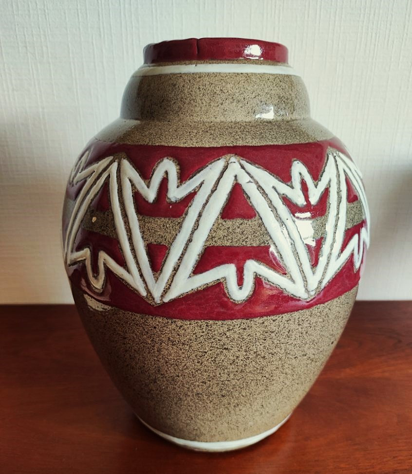 Important vase en céramique de Luc et Marjolaine Lanel v. 1925. Primavera, Besnard, Chambost-photo-4