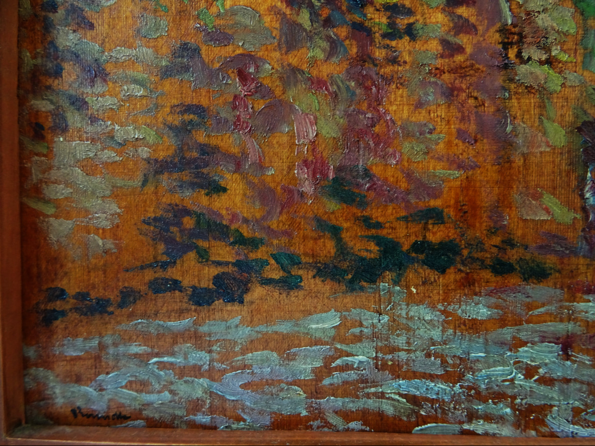 Ernest L. Bonnotte (1873-1954) Farmyard, Burgundy. Pointillism Dubois-pillet, Hayet Luce-photo-2