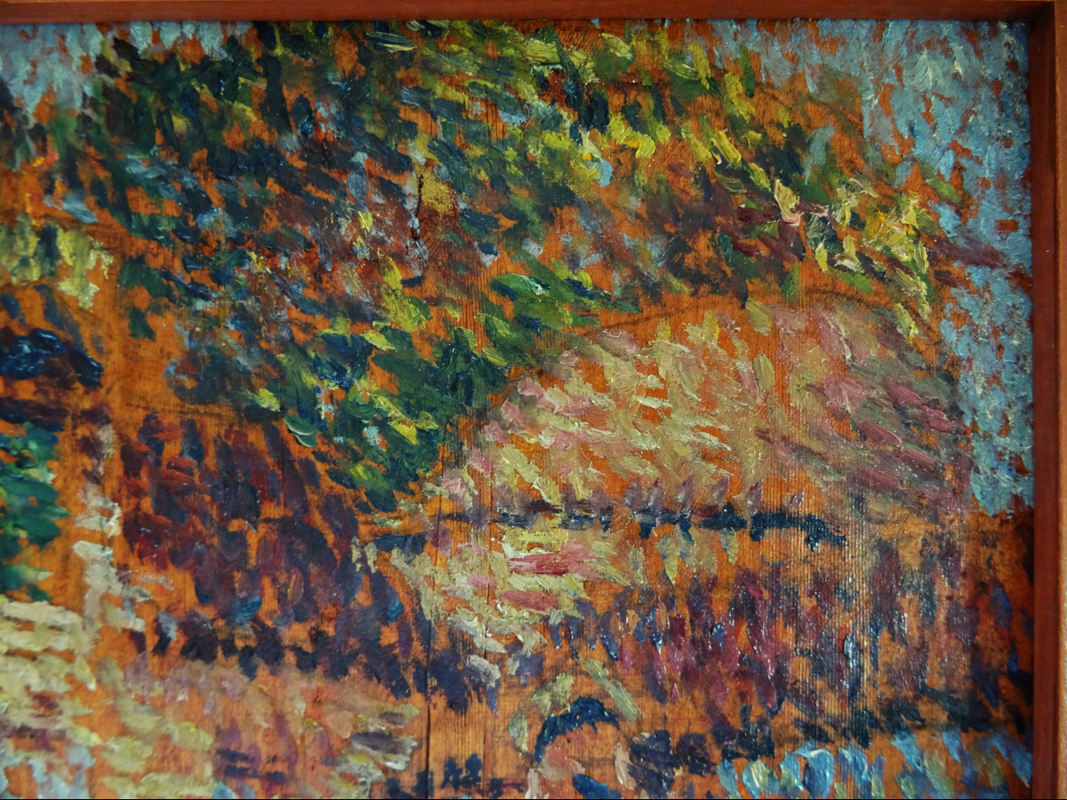 Ernest L. Bonnotte (1873-1954) Farmyard, Burgundy. Pointillism Dubois-pillet, Hayet Luce-photo-5