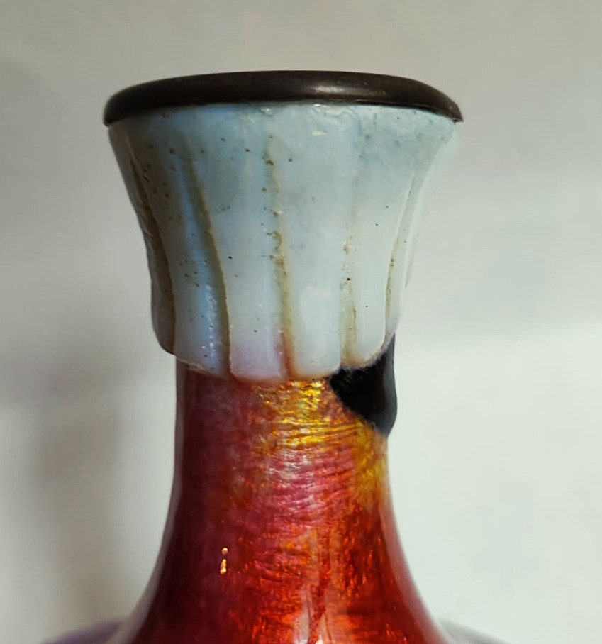 Camille Fauré Limoges Enamel Vase With Geometric Decoration C.1930. Marty, Bonnaud, Sarlandie -photo-4