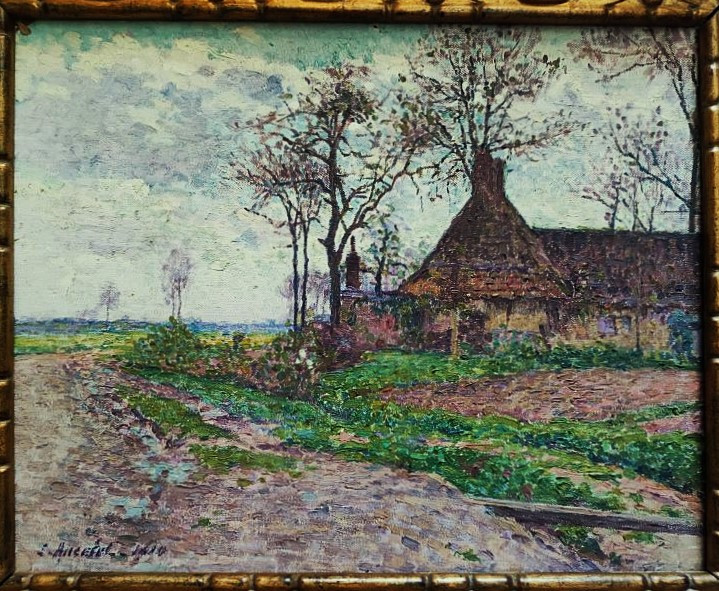 Emile ANCELET(1865-1951) Ferme 1910, Santes. Pointilliste, Ardennes, Hayet, Signac, Orsay, Luce-photo-2