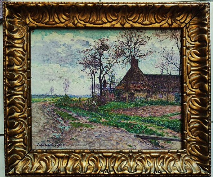 Emile ANCELET(1865-1951) Ferme 1910, Santes. Pointilliste, Ardennes, Hayet, Signac, Orsay, Luce