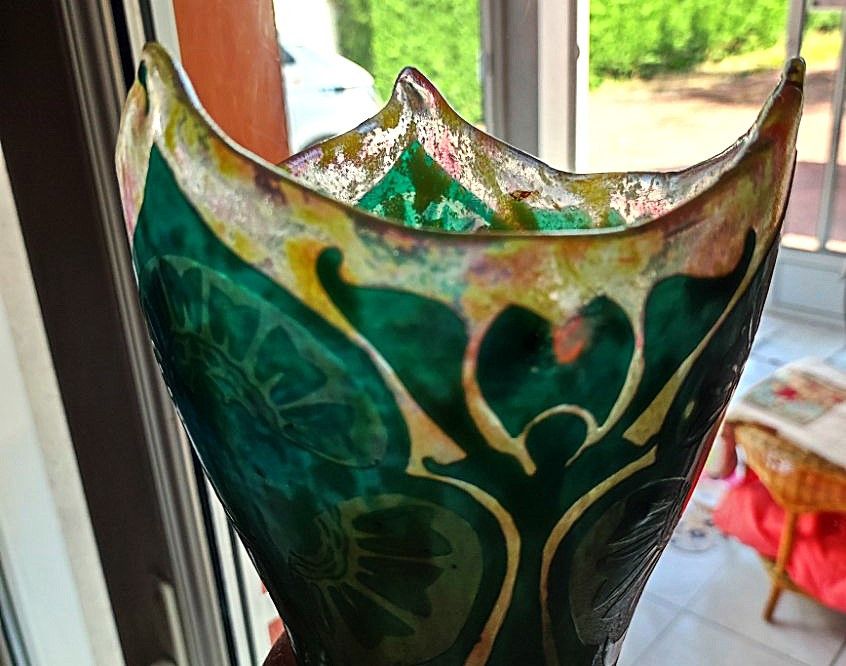 Large Art Nouveau Vase By Daum # Nancy Circa 1910/1915. Gallé, Schneider, Muller, Glass Paste.-photo-2