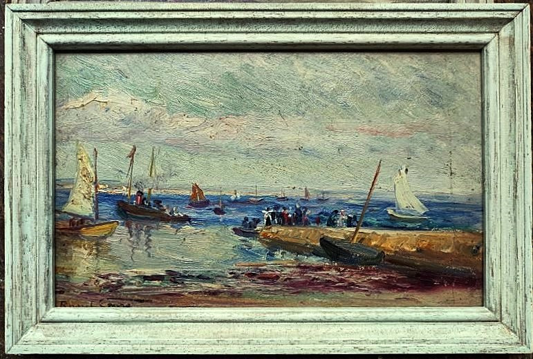 Raoul Carré (1868-1933) 4 Paintings, Seascape, Port, Italy, Venice. Painter From Montmorillon-photo-3