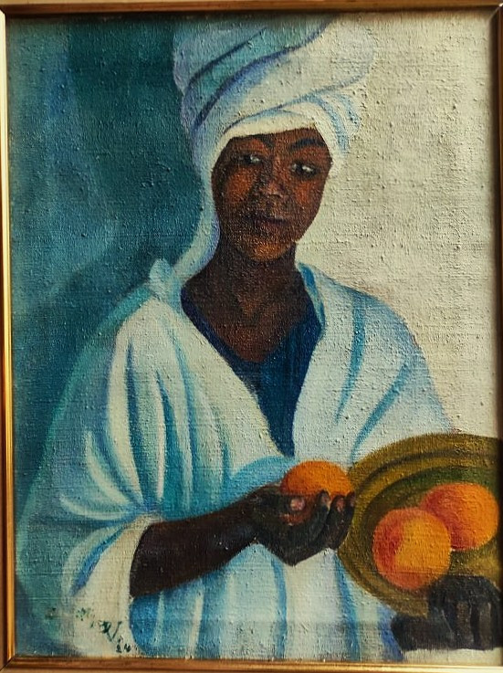 Jean Vanden Eeckhoudt (1875-1946) Mixed Race Woman With Oranges 1924. Detroy, Belgium, Crozant-photo-3