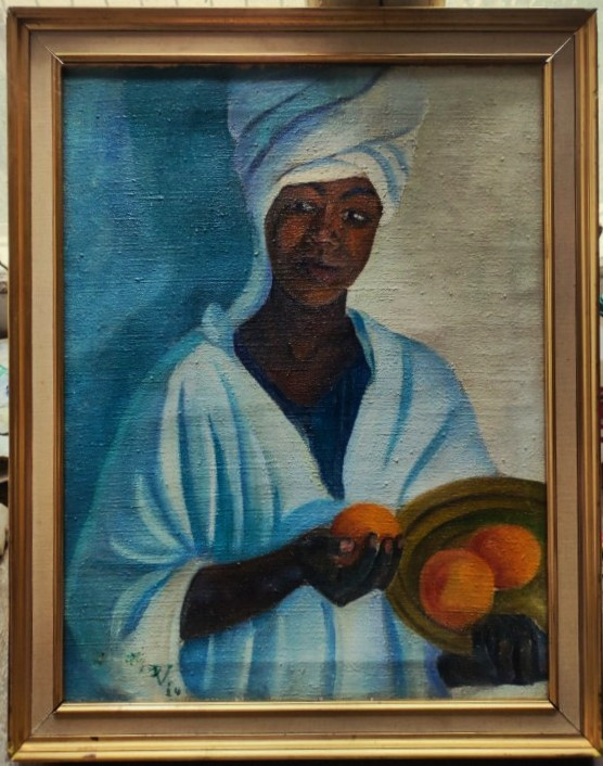 Jean Vanden Eeckhoudt (1875-1946) Mixed Race Woman With Oranges 1924. Detroy, Belgium, Crozant