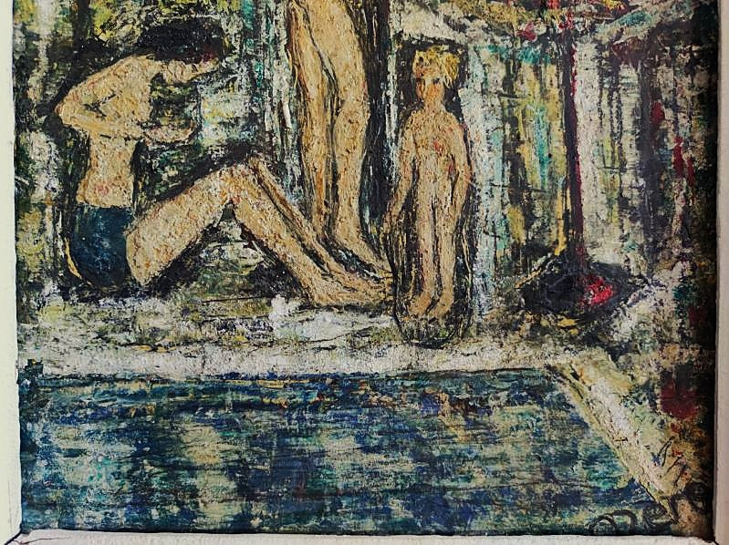Hauser Frédéric Manit Ozère (1896-1976) The Swimming Pool C.1960. Hungarian, Czech, Vallauris Erdelyi-photo-1