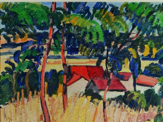 Louis Neillot (1898-1973) Village aux grandes herbes 1946.  Fauve, Auvergne, Vichy, Valtat-photo-3
