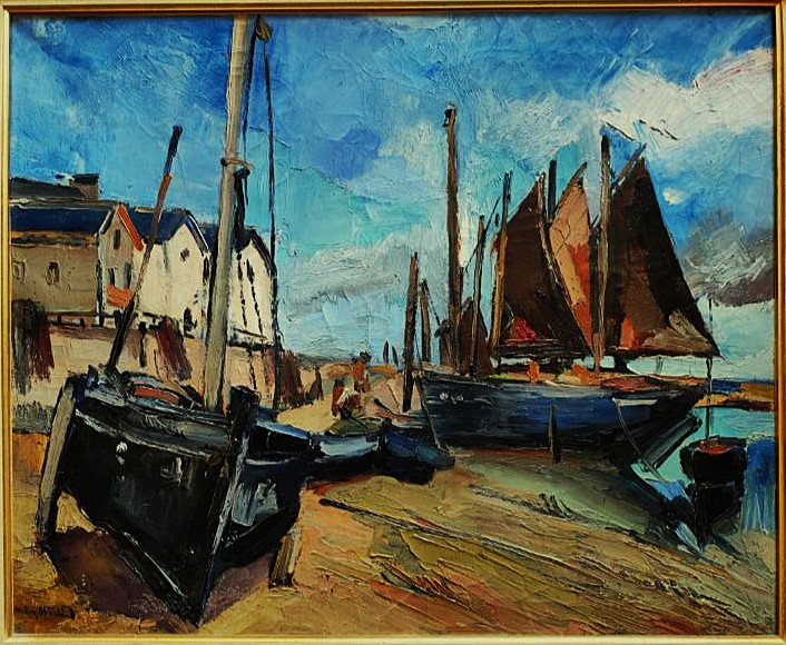 Anders Osterlind (1887-1960) Brown Sails At Tréboul 1922. Crozant School, Brittany, Bréhat-photo-2