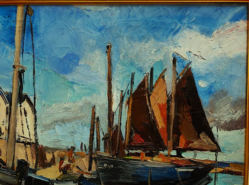 Anders Osterlind (1887-1960) Brown Sails At Tréboul 1922. Crozant School, Brittany, Bréhat-photo-2